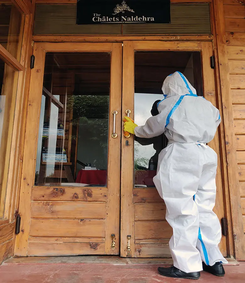 We follow the highest standards of covid safety protocol at Chalets Naldehra
