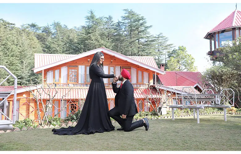 Create unforgettable memories by booking a pre-wedding shoot in Chalets Naldehra